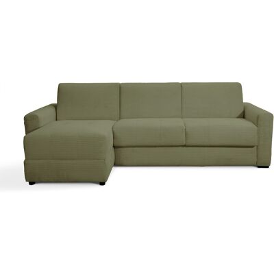 Canapé d'angle convertible réversible 5 places en velours côtelé vert kaki - Ouverture express - Couchage quotidien - Andrea - Publicité Canapé d'angle convertible réversible 5 places en velours côtelé vert kaki - Ouverture express - Couchage quotidien - Andrea - Publicité