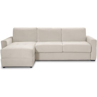 Canapé d'angle convertible réversible 5 places en velours crème - Ouverture express - Couchage quotidien - Andrea - Publicité Canapé d'angle convertible réversible 5 places en velours crème - Ouverture express - Couchage quotidien - Andrea - Publicité