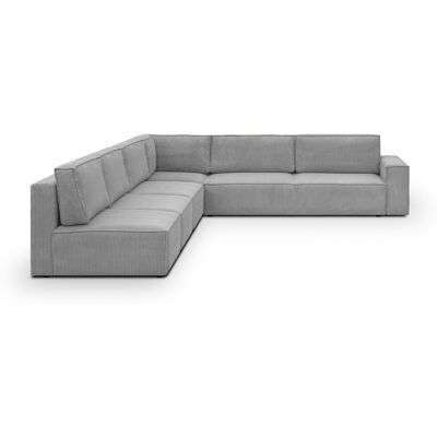Canapé d'angle à droite modulable convertible 10 places en velours côtelé gris clair - Harper Mod - Publicité Canapé d'angle à droite modulable convertible 10 places en velours côtelé gris clair - Harper Mod - Publicité