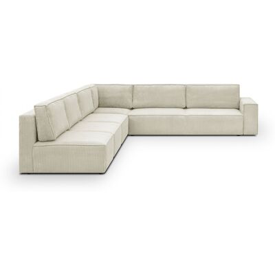 Canapé d'angle à droite modulable convertible 10 places en velours côtelé beige - Harper Mod - Publicité Canapé d'angle à droite modulable convertible 10 places en velours côtelé beige - Harper Mod - Publicité