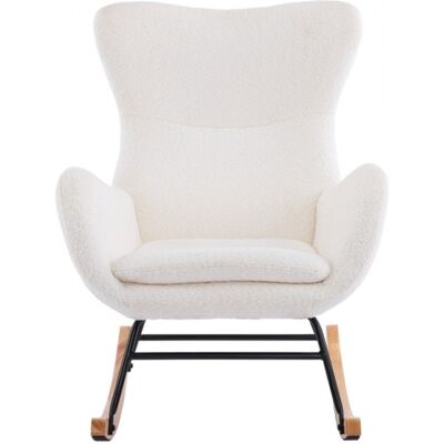 Rocking-chair en tissu bouclé beige - Béa - Publicité Rocking-chair en tissu bouclé beige - Béa - Publicité