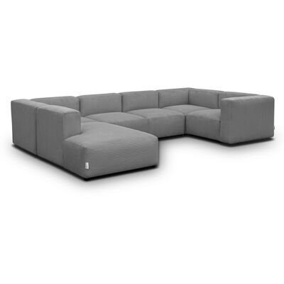 Canapé modulable panoramique 9 places ouvert à gauche en velours côtelé gris clair - Modulo - Publicité Canapé modulable panoramique 9 places ouvert à gauche en velours côtelé gris clair - Modulo - Publicité