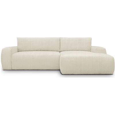 Canapé d'angle droit convertible 3 places en velours côtelé beige - Sonny - Publicité Canapé d'angle droit convertible 3 places en velours côtelé beige - Sonny - Publicité