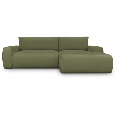 Canapé d'angle droit convertible 3 places en tissu chenille vert olive - Sonny - Publicité Canapé d'angle droit convertible 3 places en tissu chenille vert olive - Sonny - Publicité