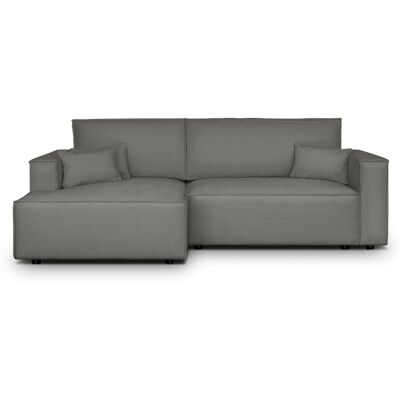 Canapé d'angle à gauche convertible 3 places en tissu chenille gris - Asti - Publicité Canapé d'angle à gauche convertible 3 places en tissu chenille gris - Asti - Publicité