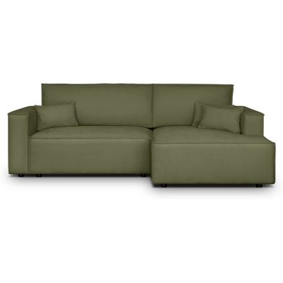 Canapé d'angle à droite convertible 3 places en tissu chenille vert olive - Asti - Publicité Canapé d'angle à droite convertible 3 places en tissu chenille vert olive - Asti - Publicité