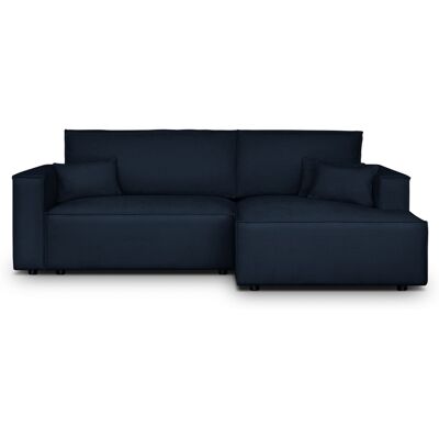 Canapé d'angle à droite convertible 3 places en tissu chenille bleu foncé - Asti - Publicité Canapé d'angle à droite convertible 3 places en tissu chenille bleu foncé - Asti - Publicité