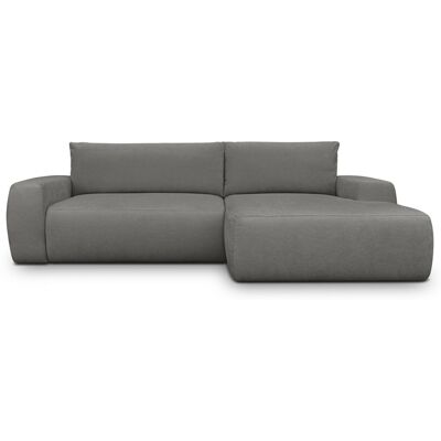 Canapé d'angle droit convertible 3 places en tissu chenille gris - Sonny - Publicité Canapé d'angle droit convertible 3 places en tissu chenille gris - Sonny - Publicité