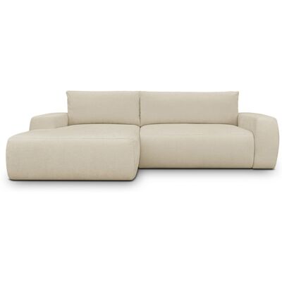 Canapé d'angle gauche convertible 3 places en tissu chenille beige foncé - Sonny - Publicité Canapé d'angle gauche convertible 3 places en tissu chenille beige foncé - Sonny - Publicité