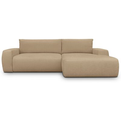 Canapé d'angle droit convertible 3 places en tissu chenille moka - Sonny - Publicité Canapé d'angle droit convertible 3 places en tissu chenille moka - Sonny - Publicité