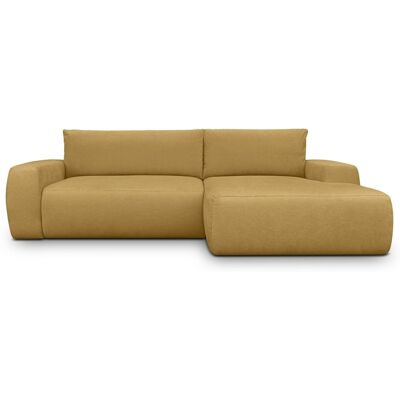 Canapé d'angle droit convertible 3 places en tissu chenille jaune moutarde - Sonny - Publicité Canapé d'angle droit convertible 3 places en tissu chenille jaune moutarde - Sonny - Publicité