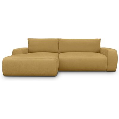 Canapé d'angle gauche convertible 3 places en tissu chenille jaune moutarde - Sonny - Publicité Canapé d'angle gauche convertible 3 places en tissu chenille jaune moutarde - Sonny - Publicité