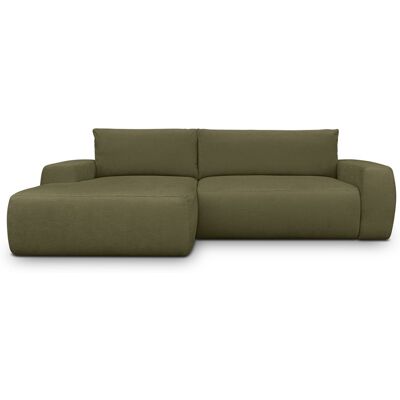 Canapé d'angle gauche convertible 3 places en tissu chenille vert kaki - Sonny - Publicité Canapé d'angle gauche convertible 3 places en tissu chenille vert kaki - Sonny - Publicité