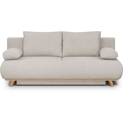Canapé convertible 3 places avec coffre de rangement en tissu chenille taupe - Laria - Publicité Canapé convertible 3 places avec coffre de rangement en tissu chenille taupe - Laria - Publicité