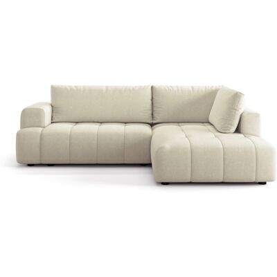 Canapé d'angle à droite convertible 4 places en tissu chenille beige - ouverture rapide - Brera - Publicité Canapé d'angle à droite convertible 4 places en tissu chenille beige - ouverture rapide - Brera - Publicité