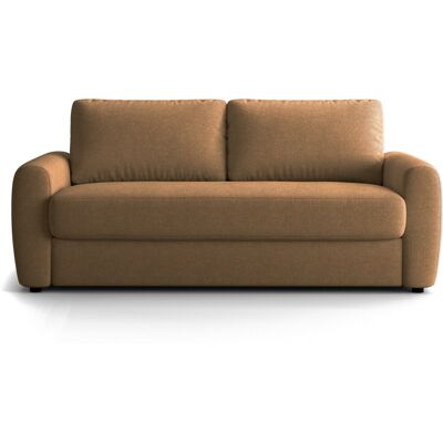 Canapé droit convertible 3 places en tissu chenille moka - ouverture express - Salvia - Publicité Canapé droit convertible 3 places en tissu chenille moka - ouverture express - Salvia - Publicité