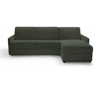Canapé d'angle réversible convertible 3 places en velours côtelé vert - Ouverture express - Couchage quotidien - Sienne - Publicité Canapé d'angle réversible convertible 3 places en velours côtelé vert - Ouverture express - Couchage quotidien - Sienne - Publicité
