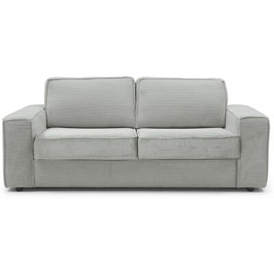 Canapé convertible 3 places en velours côtelé gris - Ouverture express - Couchage quotidien - Matelas HD 140 x 190 - Dario - Publicité Canapé convertible 3 places en velours côtelé gris - Ouverture express - Couchage quotidien - Matelas HD 140 x 190 - Dario - Publicité