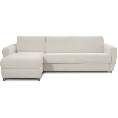 Canapé d'angle convertible réversible 5 places en velours côtelé beige - Ouverture express - Couchage quotidien - Leandro - Publicité Canapé d'angle convertible réversible 5 places en velours côtelé beige - Ouverture express - Couchage quotidien - Leandro - Publicité