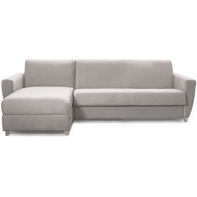 Canapé d'angle convertible réversible 5 places en velours taupe - Ouverture express - Couchage quotidien - Leandro - Publicité Canapé d'angle convertible réversible 5 places en velours taupe - Ouverture express - Couchage quotidien - Leandro - Publicité