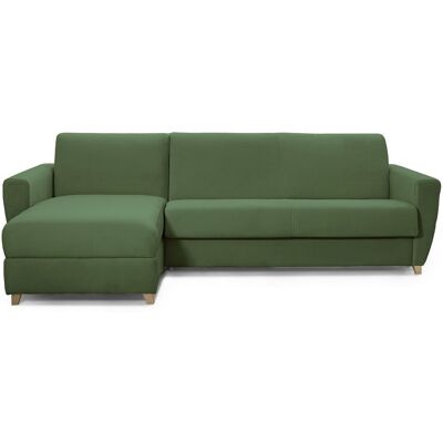 Canapé d'angle convertible réversible 5 places en velours vert forêt - Ouverture express - Couchage quotidien - Leandro - Publicité Canapé d'angle convertible réversible 5 places en velours vert forêt - Ouverture express - Couchage quotidien - Leandro - Publicité