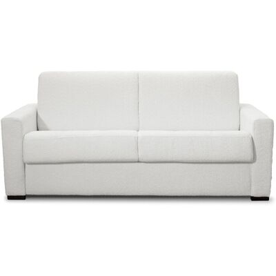Canapé convertible 3 places en tissu bouclette beige - Ouverture express - Couchage quotidien - Paloma - Publicité Canapé convertible 3 places en tissu bouclette beige - Ouverture express - Couchage quotidien - Paloma - Publicité