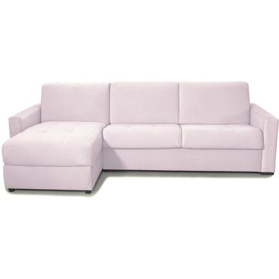 Canapé d'angle convertible réversible 5 places en velours rose pâle - Ouverture express - Couchage quotidien - Paloma - Publicité Canapé d'angle convertible réversible 5 places en velours rose pâle - Ouverture express - Couchage quotidien - Paloma - Publicité