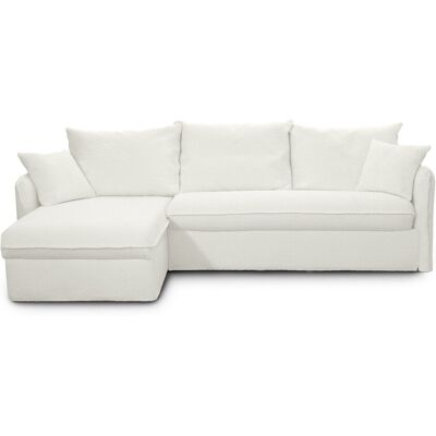 Canapé d'angle convertible 5 places déhoussable en tissu bouclette beige - Ouverture express - Couchage quotidien - Gina - Publicité Canapé d'angle convertible 5 places déhoussable en tissu bouclette beige - Ouverture express - Couchage quotidien - Gina - Publicité