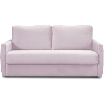 Canapé convertible 3 places en velours rose pâle - Ouverture express - Couchage quotidien - Bianca - Publicité Canapé convertible 3 places en velours rose pâle - Ouverture express - Couchage quotidien - Bianca - Publicité