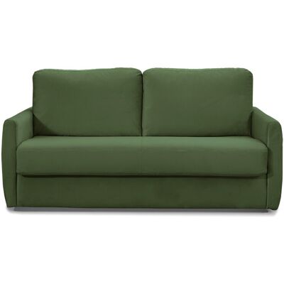 Canapé convertible 3 places en velours vert forêt - Ouverture express - Couchage quotidien - Bianca - Publicité Canapé convertible 3 places en velours vert forêt - Ouverture express - Couchage quotidien - Bianca - Publicité