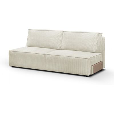Module canapé convertible 2 places avec coffre de rangement en velours côtelé beige - Harper Mod - Publicité Module canapé convertible 2 places avec coffre de rangement en velours côtelé beige - Harper Mod - Publicité