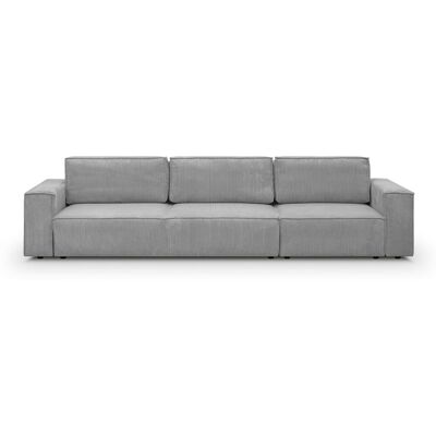 Canapé modulable convertible 5 places avec coffre de rangement en velours côtelé gris clair - Harper Mod - Publicité Canapé modulable convertible 5 places avec coffre de rangement en velours côtelé gris clair - Harper Mod - Publicité