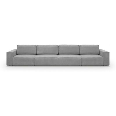 Canapé modulable convertible 7 places avec coffre de rangement en velours côtelé gris clair - Harper Mod - Publicité Canapé modulable convertible 7 places avec coffre de rangement en velours côtelé gris clair - Harper Mod - Publicité