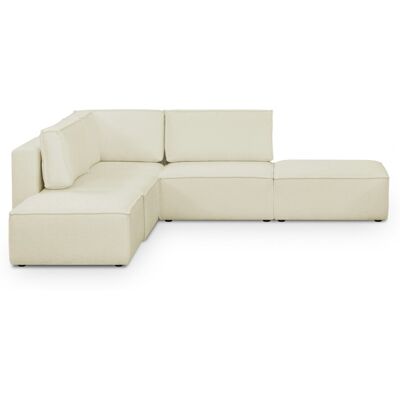 Canapé d'angle à gauche modulable 4 places avec 2 poufs en tissu bouclé beige - Harper Mod - Publicité Canapé d'angle à gauche modulable 4 places avec 2 poufs en tissu bouclé beige - Harper Mod - Publicité