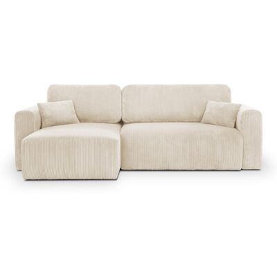 Homifab Davis Canapé d'angle réversible avec coffre - 4 places - Velours beige - Europe - Publicité Homifab Davis Canapé d'angle réversible avec coffre - 4 places - Velours beige - Europe - Publicité