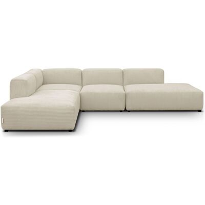 Canapé d'angle modulable réversible 7 places en velours côtelé beige - Modulo - Publicité Canapé d'angle modulable réversible 7 places en velours côtelé beige - Modulo - Publicité
