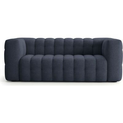 Canapé 3 places en tissu chenille bleu foncé - Cester - Publicité Canapé 3 places en tissu chenille bleu foncé - Cester - Publicité