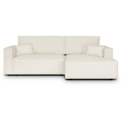 Canapé d'angle à droite convertible 3 places en tissu chenille beige - Asti - Publicité Canapé d'angle à droite convertible 3 places en tissu chenille beige - Asti - Publicité
