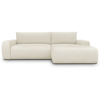 Canapé d'angle droit convertible 3 places en tissu chenille beige - Sonny - Publicité Canapé d'angle droit convertible 3 places en tissu chenille beige - Sonny - Publicité