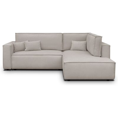 Canapé d'angle ouvert à droite convertible 3 places en tissu chenille taupe - Emma - Publicité Canapé d'angle ouvert à droite convertible 3 places en tissu chenille taupe - Emma - Publicité