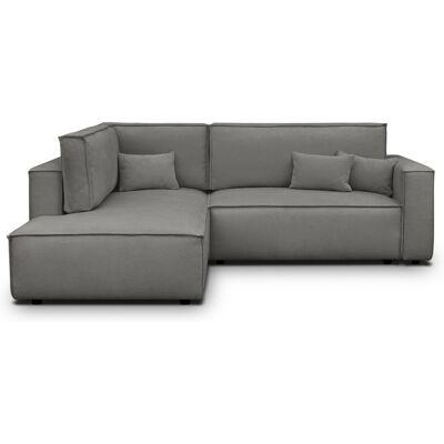 Canapé d'angle ouvert à gauche convertible 3 places en tissu chenille gris - Emma - Publicité Canapé d'angle ouvert à gauche convertible 3 places en tissu chenille gris - Emma - Publicité