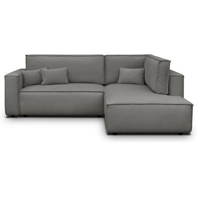Canapé d'angle ouvert à droite convertible 3 places en tissu chenille gris - Emma - Publicité Canapé d'angle ouvert à droite convertible 3 places en tissu chenille gris - Emma - Publicité