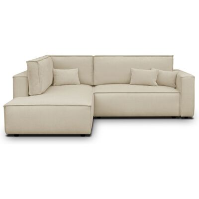 Canapé d'angle ouvert à gauche convertible 3 places en tissu chenille beige foncé - Emma - Publicité Canapé d'angle ouvert à gauche convertible 3 places en tissu chenille beige foncé - Emma - Publicité
