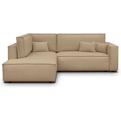 Canapé d'angle ouvert à gauche convertible 3 places en tissu chenille moka - Emma - Publicité Canapé d'angle ouvert à gauche convertible 3 places en tissu chenille moka - Emma - Publicité