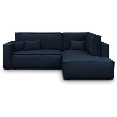 Canapé d'angle ouvert à droite convertible 3 places en tissu chenille bleu foncé - Emma - Publicité Canapé d'angle ouvert à droite convertible 3 places en tissu chenille bleu foncé - Emma - Publicité