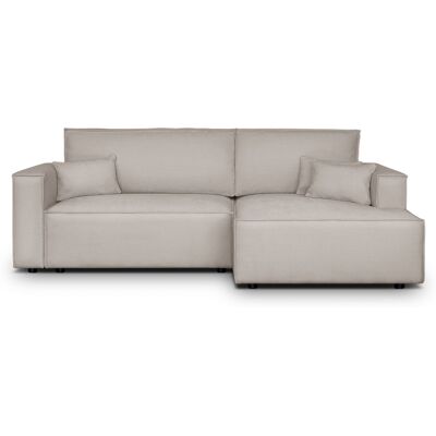 Canapé d'angle à droite convertible 3 places en tissu chenille taupe - Asti - Publicité Canapé d'angle à droite convertible 3 places en tissu chenille taupe - Asti - Publicité