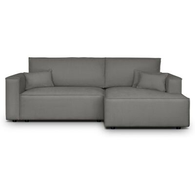 Canapé d'angle à droite convertible 3 places en tissu chenille gris - Asti - Publicité Canapé d'angle à droite convertible 3 places en tissu chenille gris - Asti - Publicité