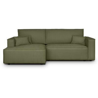 Canapé d'angle à gauche convertible 3 places en tissu chenille vert olive - Asti - Publicité Canapé d'angle à gauche convertible 3 places en tissu chenille vert olive - Asti - Publicité