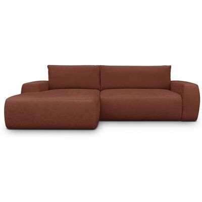 Canapé d'angle gauche convertible 3 places en tissu chenille rouille foncé - Sonny - Publicité Canapé d'angle gauche convertible 3 places en tissu chenille rouille foncé - Sonny - Publicité