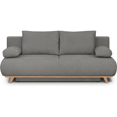 Canapé convertible 3 places avec coffre de rangement en tissu chenille gris - Laria - Publicité Canapé convertible 3 places avec coffre de rangement en tissu chenille gris - Laria - Publicité